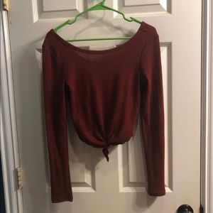 orange crop top long sleeve